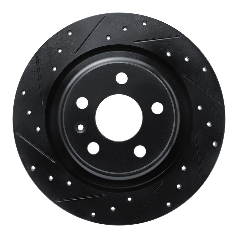 Volvo S60 Brake Rotor (1) - Rear Left - R1 Concepts - Drilled & Slotted - Black - `18-`25